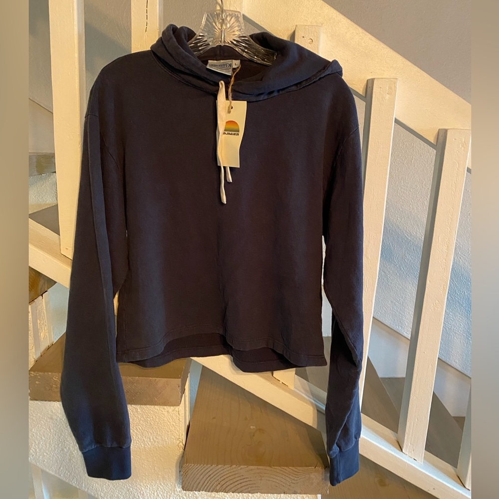 Jungmaven Navy Women’s Cropped Hoodie - Hemp/Cotton - L